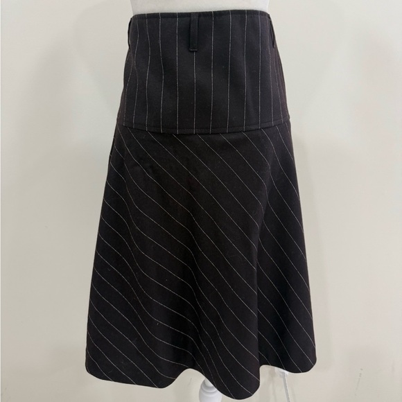 Theory Wool blend High West Dark Brown Striped Skirt Size 12 - Picture 2 of 6
